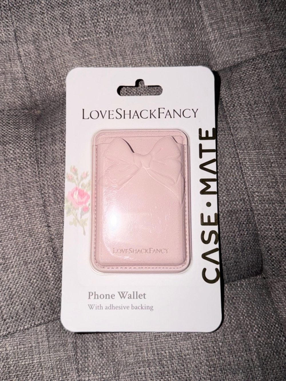 LoveShackFancy Pale Pink Phone Wallet with Bow Detail